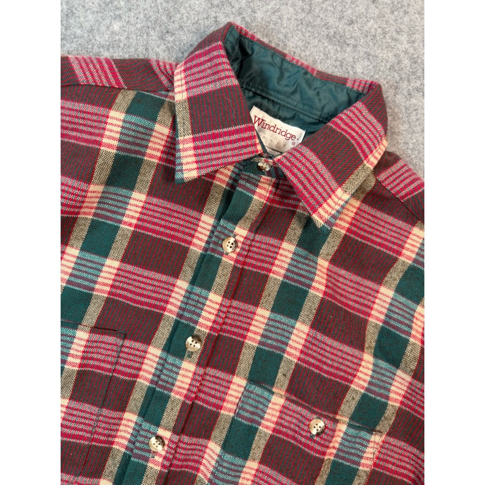 Windridge Mervyns Mens Vintage‎ Plaid Flannel Shirt Red Green Small Long Sleeve